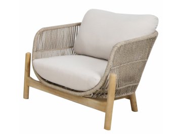 Кресло деревянное плетеное с подушками Talara бежевый / лен