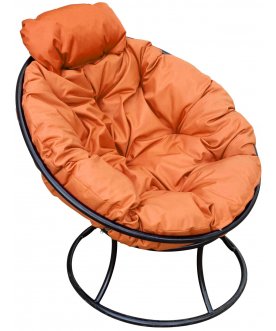 Металлическое кресло Папасан мини черный / оранжевый