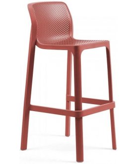 Стул пластиковый барный Net Stool коралловый