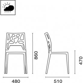 Стул пластиковый Ego-Rock антрацит / красный