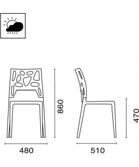Стул пластиковый Ego-Rock антрацит / красный