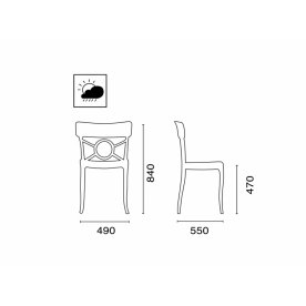 Стул пластиковый Opera-S антрацит / прозрачный
