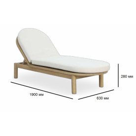 Шезлонг-лежак деревянный с матрасом (не для HoReCa) Pill светлый тик / бежевый
