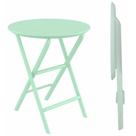 Стол пластиковый складной Helen Folding Table Ø60 опаловый зеленый