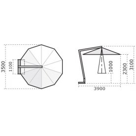 Зонт профессиональный Ø3.5 м Torino Braccio имитация ироко / слоновая кость