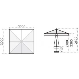 Зонт профессиональный 3х3 м Palladio Standard натуральный / слоновая кость