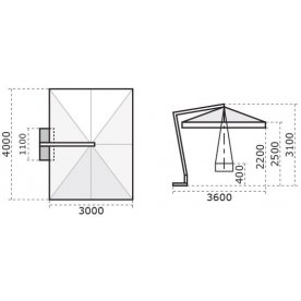 Зонт профессиональный 3х4 м Napoli Braccio антрацит / слоновая кость