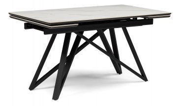 Керамический стол Вилсон 160(220)х89 серый мрамор larka grey / черный