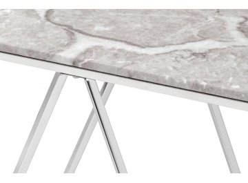 Консольный столик Бруно 122х41 серый мрамор / сталь серебро