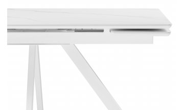 Керамический стол Вилли 140 (200) х 80 белый мрамор alpin white / snow white / белый