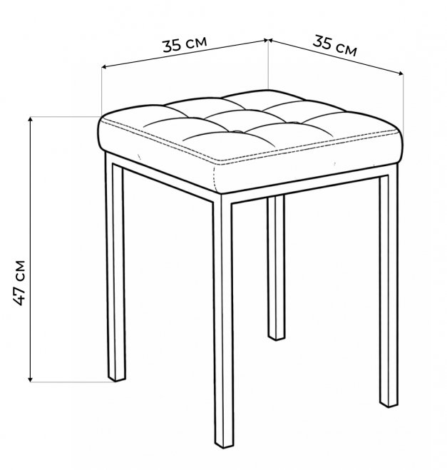 Табурет Байя кожзам темно-серый / черный матовый