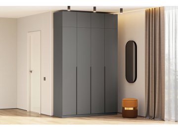 Шкаф распашной Даиго с антресолью белый текстурный комплектация 1