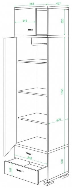 Шкаф КС-10 белый / нельсон