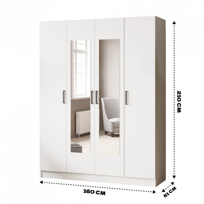 Шкаф Ларс 160 с зеркалом белый