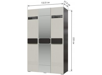 Шкаф для одежды Престиж 132 жемчужный лен / венге