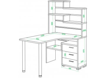 Компьютерный стол Домино СР-132-150 ШК-Ч-левый