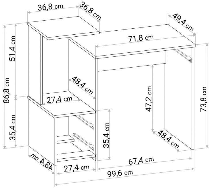 Компьютерный стол Джаз-24 левый белый