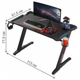 Компьютерный стол Eureka Z1 S черный / с синей подсветкой