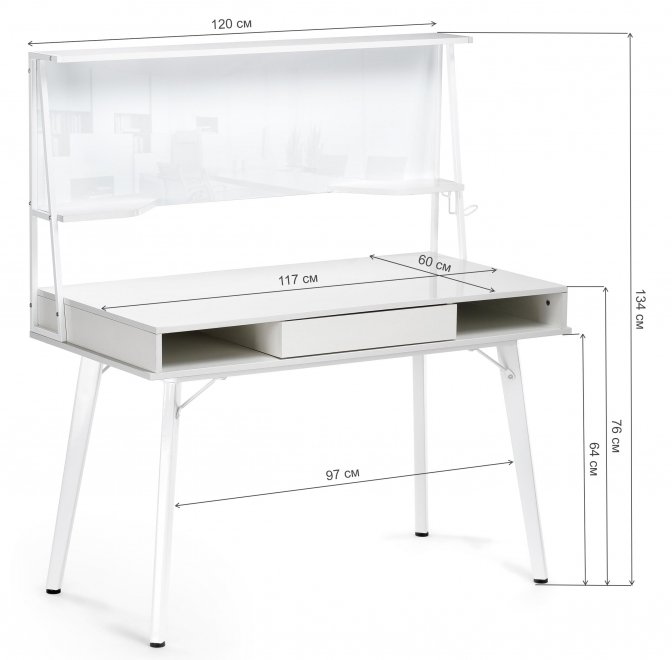 Компьютерный стол Ivor white