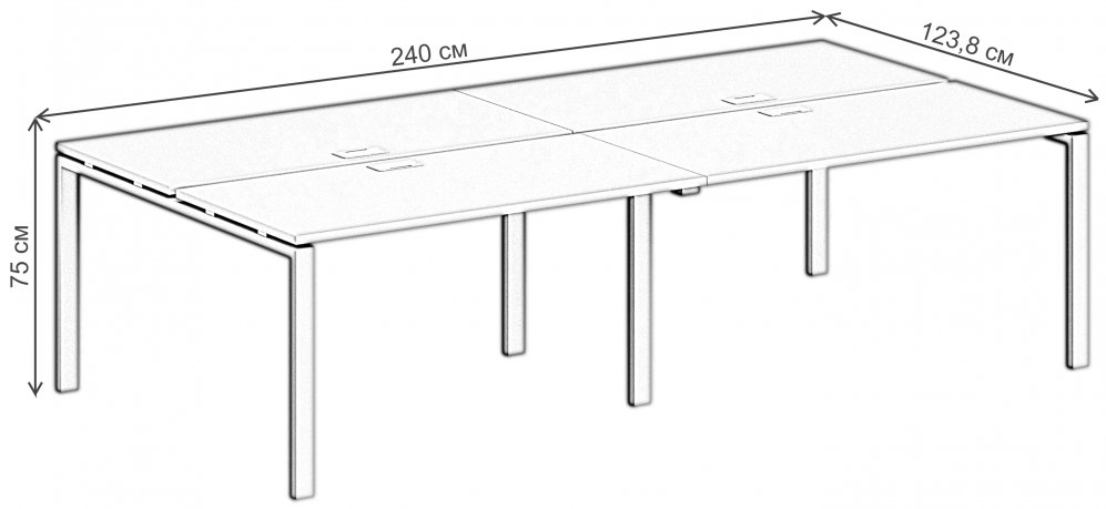 Компьютерный стол SG.251 2400х1238х750 60х30 дуб светлый / белый