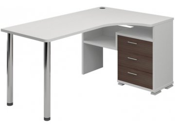Белый компьютерный стол Жаспера-132С-160 правый белый / шамони