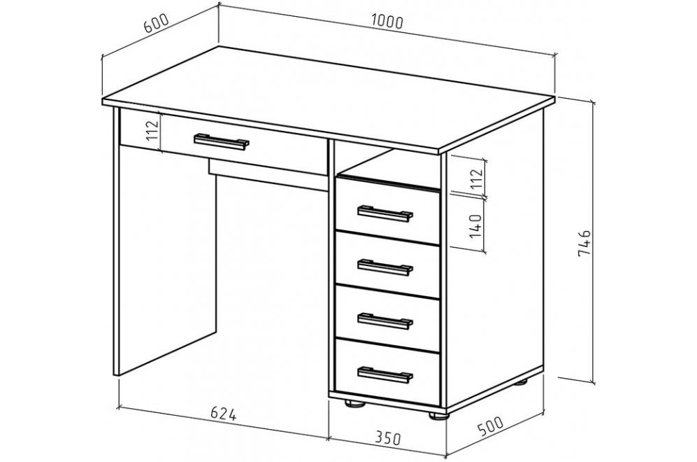 Письменный стол Дастин 3Я правый дуб сонома