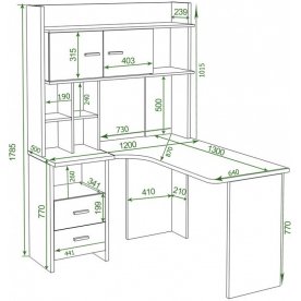 Письменный стол Домино Lite СКЛ-Угл130+НКЛХ-120 Ш-Ч левый