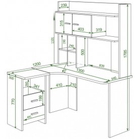 Письменный стол Домино Lite СКЛ-Угл130+НКЛХ-130 КШ-Ч левый