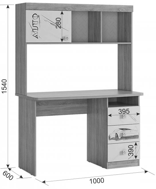 Письменный стол Форсаж дуб сонома / белый