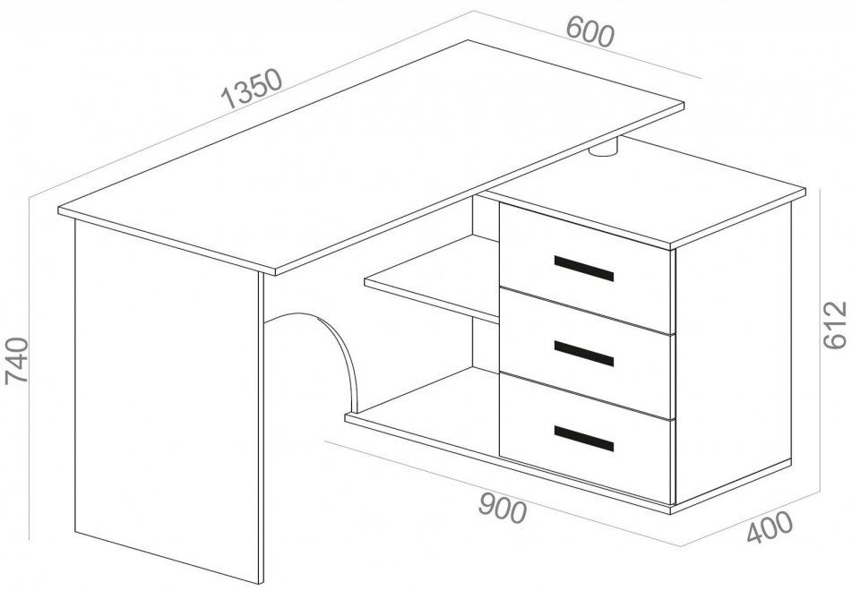 Письменный стол КСТ-09 правый венге
