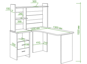 Письменный стол СКЛ-Угл130+НКЛ-120