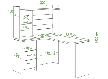 Письменный стол Беланта-Угл130+НКЛ-120