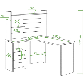 Письменный стол СКЛ-Угл130+НКЛ-120