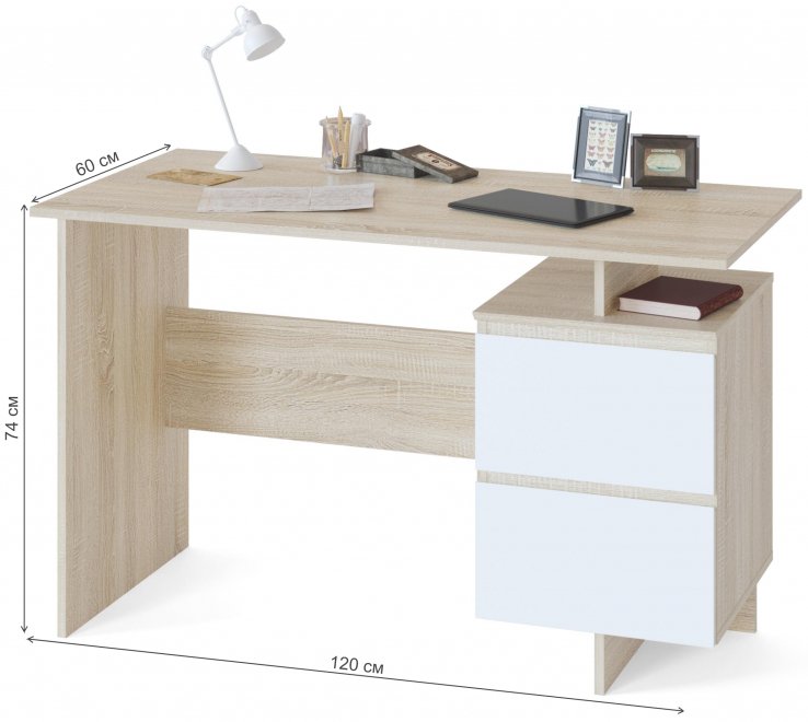 Письменный стол СПМ-19 дуб сонома / белый 