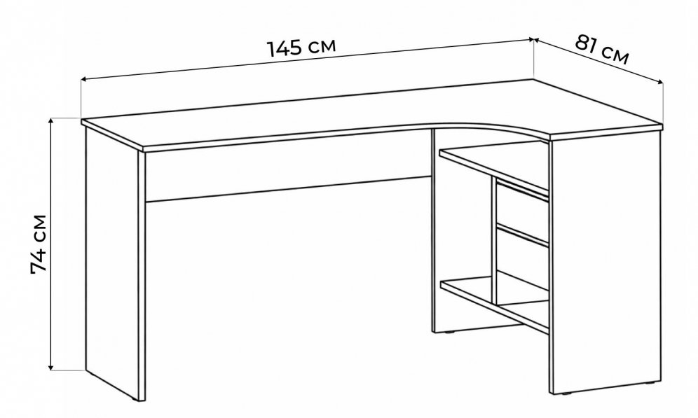 Письменный стол СПм-25 правый белый