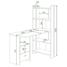 Письменный стол СТЛ-ОВ+Столешница100Прям КШ