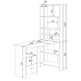 Письменный стол СТЛ-ОВХ+Столешница100РПрям КШ