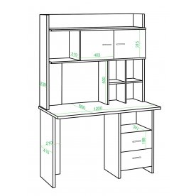 Письменный стол СКЛ-Прям120+НКЛХ-120 БЕН