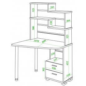 Письменный стол СК-24 КШ-ЛЕВ левый