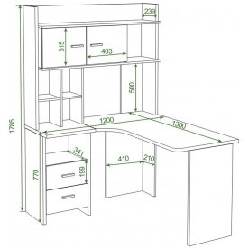Письменный стол СКЛ-Угл130+НКЛХ -120 БЕ ЛЕВ