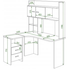 Письменный стол СКЛ-Угл130+НКЛХ -130 Н ЛЕВ