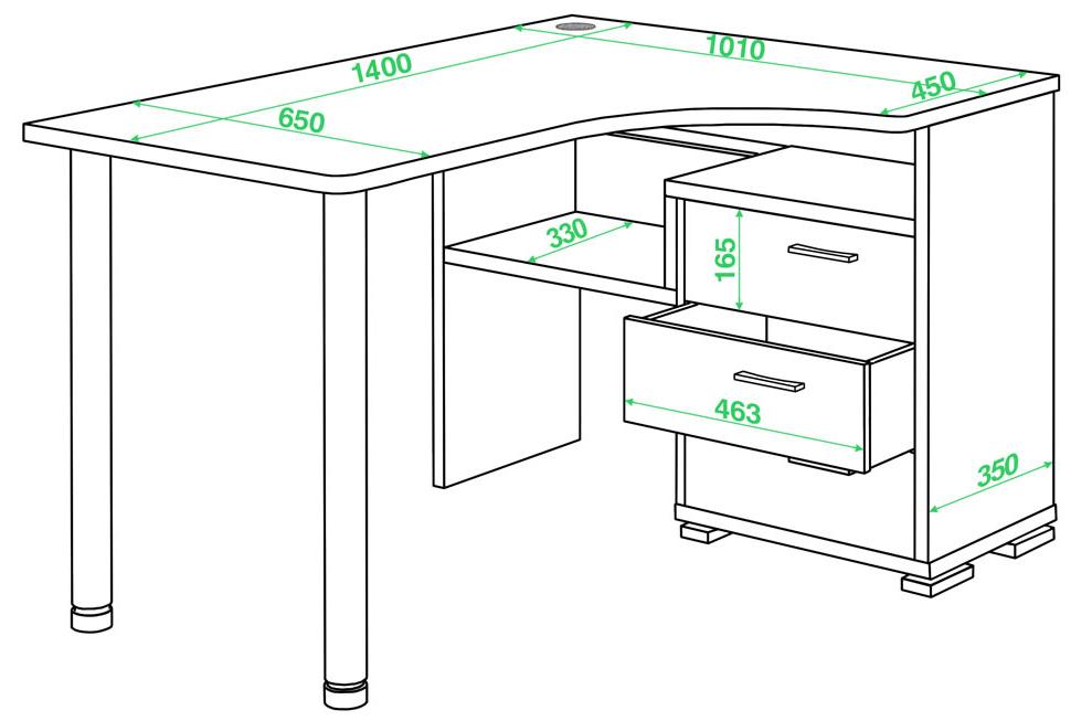 Письменный стол СР-132С-140 правый венге / карамель