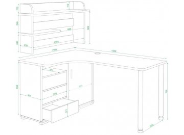 Письменный стол СР-145М Н-ЛЕВ левый