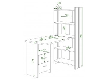 Письменный стол Лоревро-ОВ+С100Прям БЕ