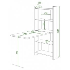 Письменный стол СТЛ-ОВ+С100РПрям без тумбы БЕН