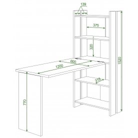 Письменный стол Лоревро-ОВ+С120Прям без тумбы К