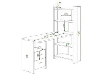 Письменный стол Лоревро-ОВ+С120РПрям КВ