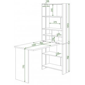 Письменный стол СТЛ-ОВХ +С100Прям без тумбы ШК