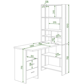 Письменный стол СТЛ-ОВХ +С100Прям Ш