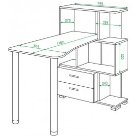 Письменный стол СЛ-5-3СТ-2+БЯ БЕ